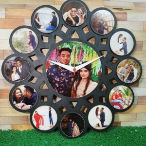 Photo Collage Wall Clock In Circle Cart