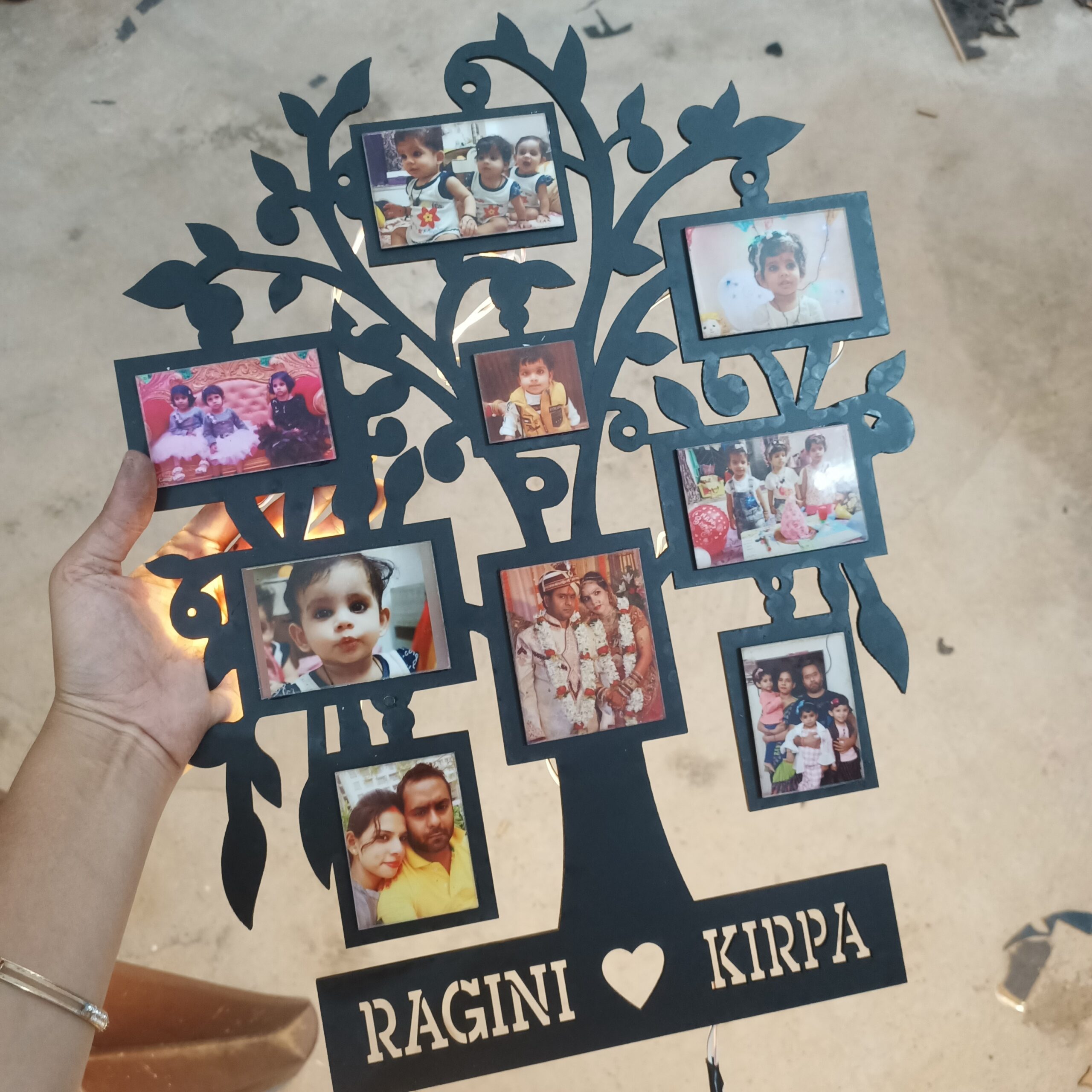 Exclusive Family Tree Photo Frame with Lights β Personalized Wooden Frame 5 Family Tree Photo Frame with Lights β Custom Tree Picture Frame for Home DΓ©cor & Gifts
