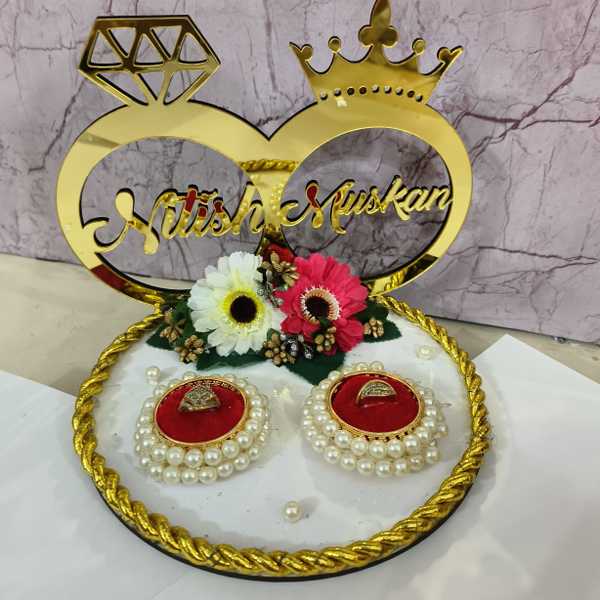 Ring Platter | Engagement Ring Platter | Ring Tray for Engagement | Engagement Thali Decoration 1 Ring Platter | Engagement Ring Platter | Ring Tray for Engagement | Engagement Thali Decoration