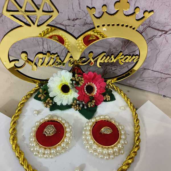 Ring Platter | Engagement Ring Platter | Ring Tray for Engagement | Engagement Thali Decoration 5 Ring Platter | Engagement Ring Platter | Ring Tray for Engagement | Engagement Thali Decoration