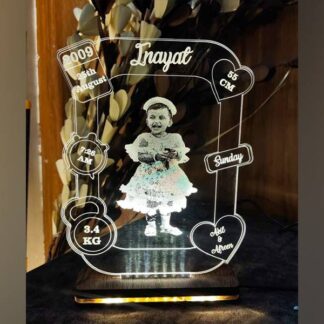 LED Baby Details Clear Plaque
