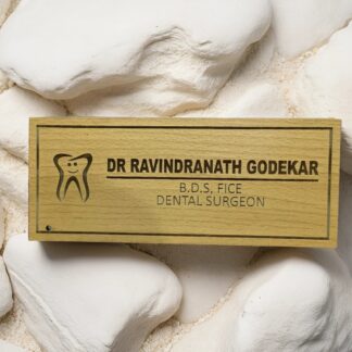 Customized Doctors Name Plate – Engraved Wooden MDF with Metal Stand