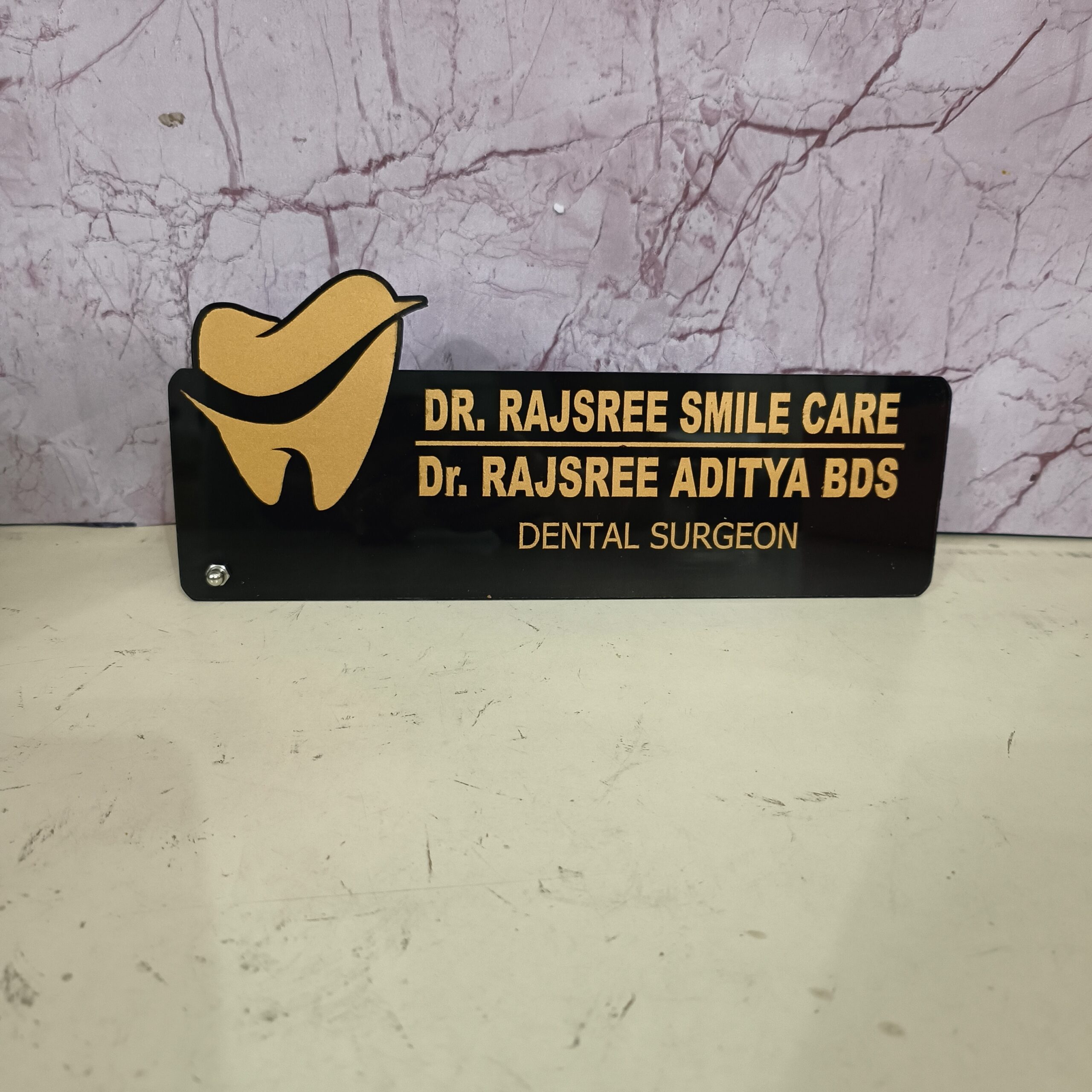 Black Doctor Name Plate 5 Dr Name Plate – Black Acrylic with Golden Engraving (10x4 Inches)