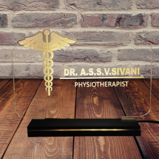 Customized Acrylic LED Name Plate for Doctor – 6x8 inch, Personalized with Name, Designation & Doctor Symbol, Perfect for Clinics & Hospitals