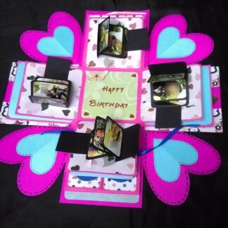 3 Layered Explosion Box with Tricks - 12x12x12 cm (Pink Theme)