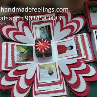 Explosion Box full of hearts with surprise box - 15x15x15 cm