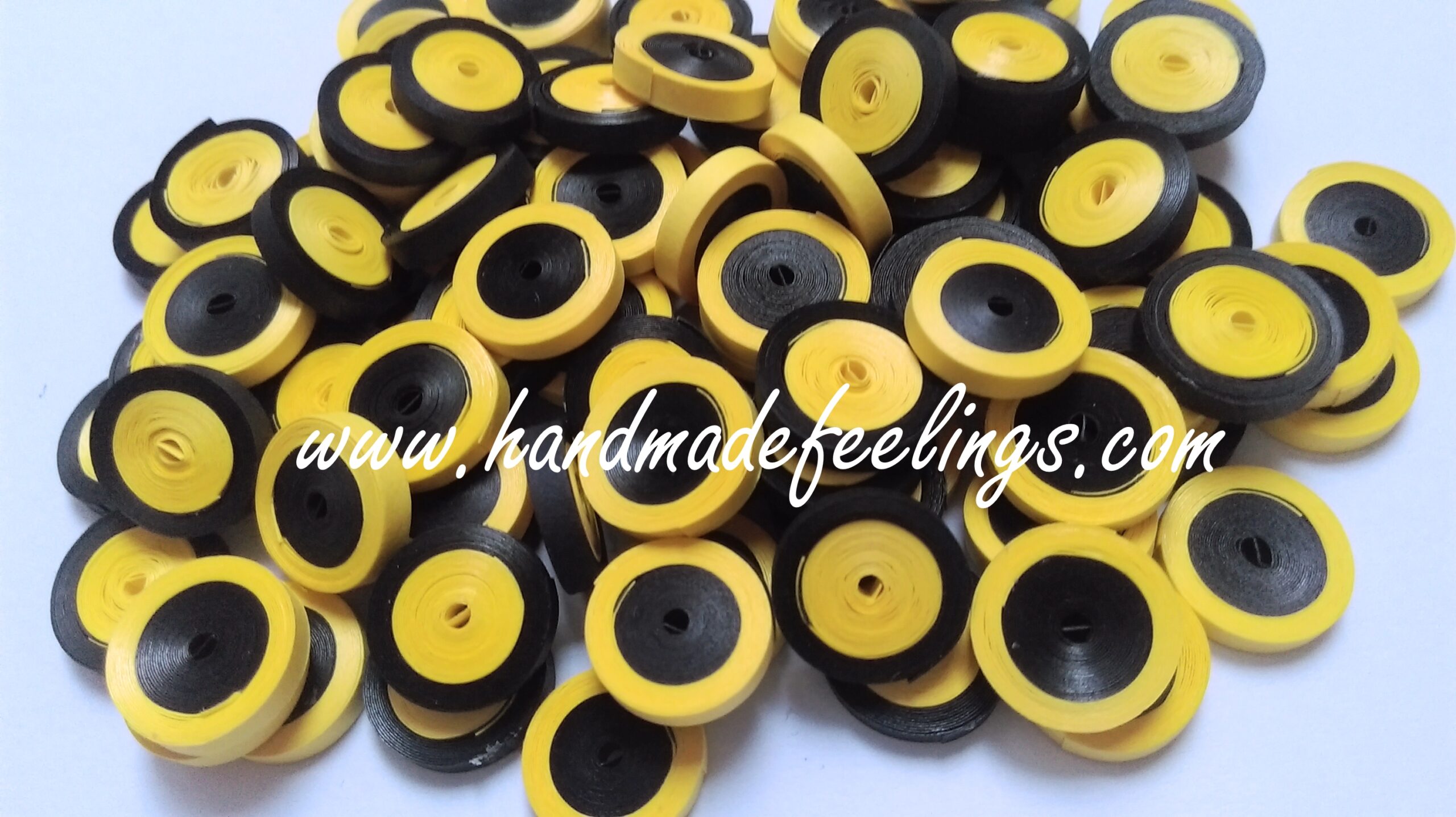 3 mm paper Quilled Coils - Yellow and black - pack of 100 1 3 mm paper Quilled Coils - Yellow and black - pack of 100