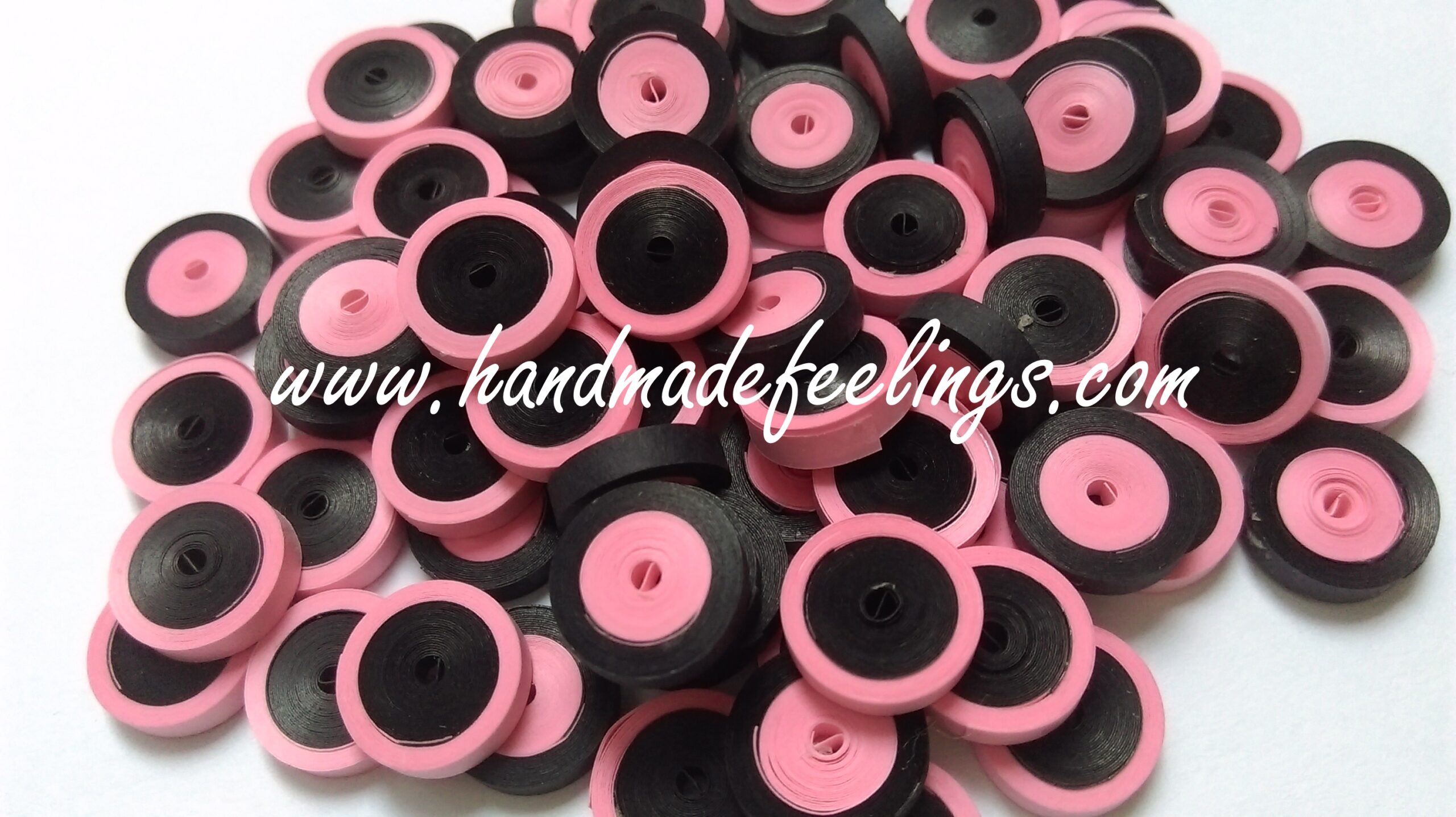 3 mm paper Quilled Coils - Pink and black - pack of 100 1 3 mm paper Quilled Coils - Pink and black - pack of 100