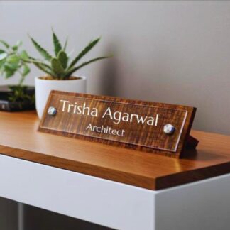 Customized Name Plate - Custom Engraved Office Desk Sign Made From Acrylic & Wooden