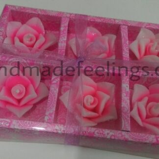 Floral wax floating candles (Set of 6 pink)