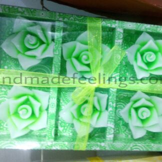 Floral wax floating candles (Set of 6 green)