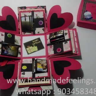 3 Layered Explosion Box with Tricks - 12x12x12 cm (Red Black Theme)