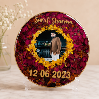 HFGifts - Personalized Gifts for Every Occasion | Unique & Custom Creations 17 Floral Ring Portrait Resin Varmala Frame