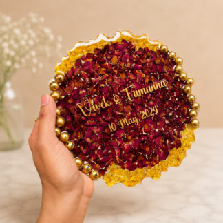 HFGifts - Personalized Gifts for Every Occasion | Unique & Custom Creations 18 Full Floral Name Round Resin Varmala Frame