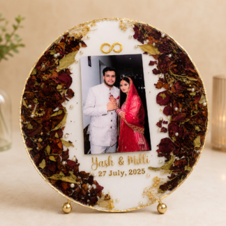 Half Floral Photo Round Resin Varmala Frame