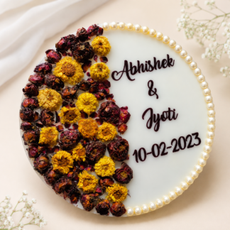 Half Flower Round Resin Varmala Frame with Names