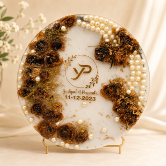 Pearl & Flower Initial Round Resin Varmala Frame
