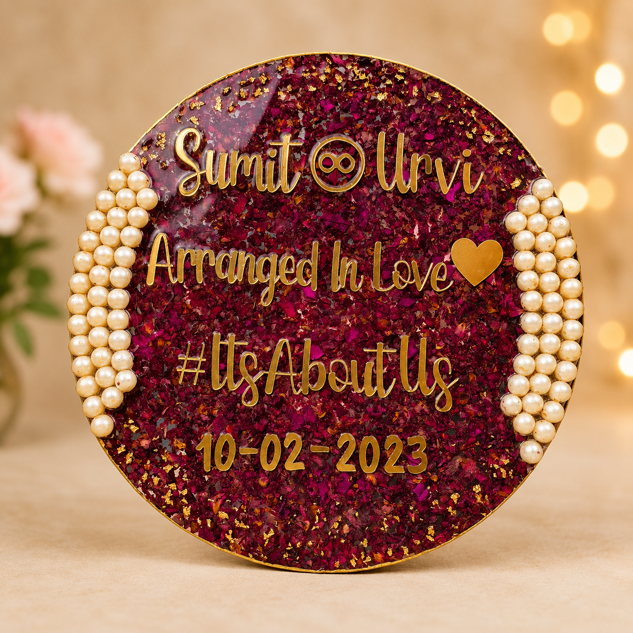 Typography Floral Resin Varmala Frame 1 Typography Floral Resin Varmala Frame